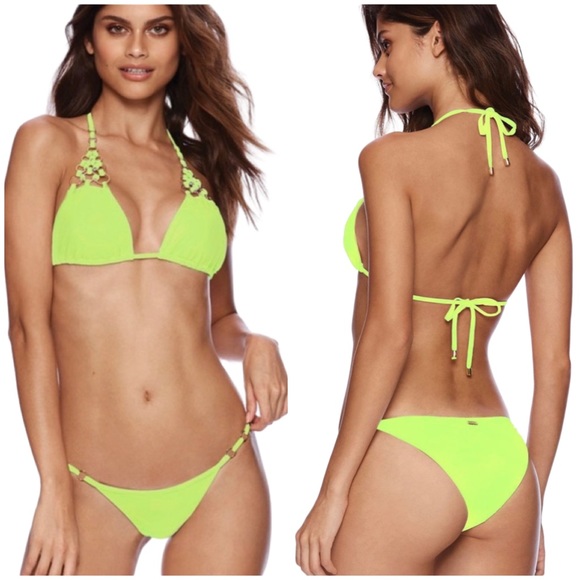 Beach Bunny Ireland Bikini Lime Green NWT Large Set